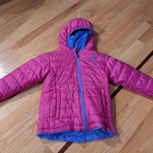 Pink and Purple Reversible Child North Face Puffer Jacket